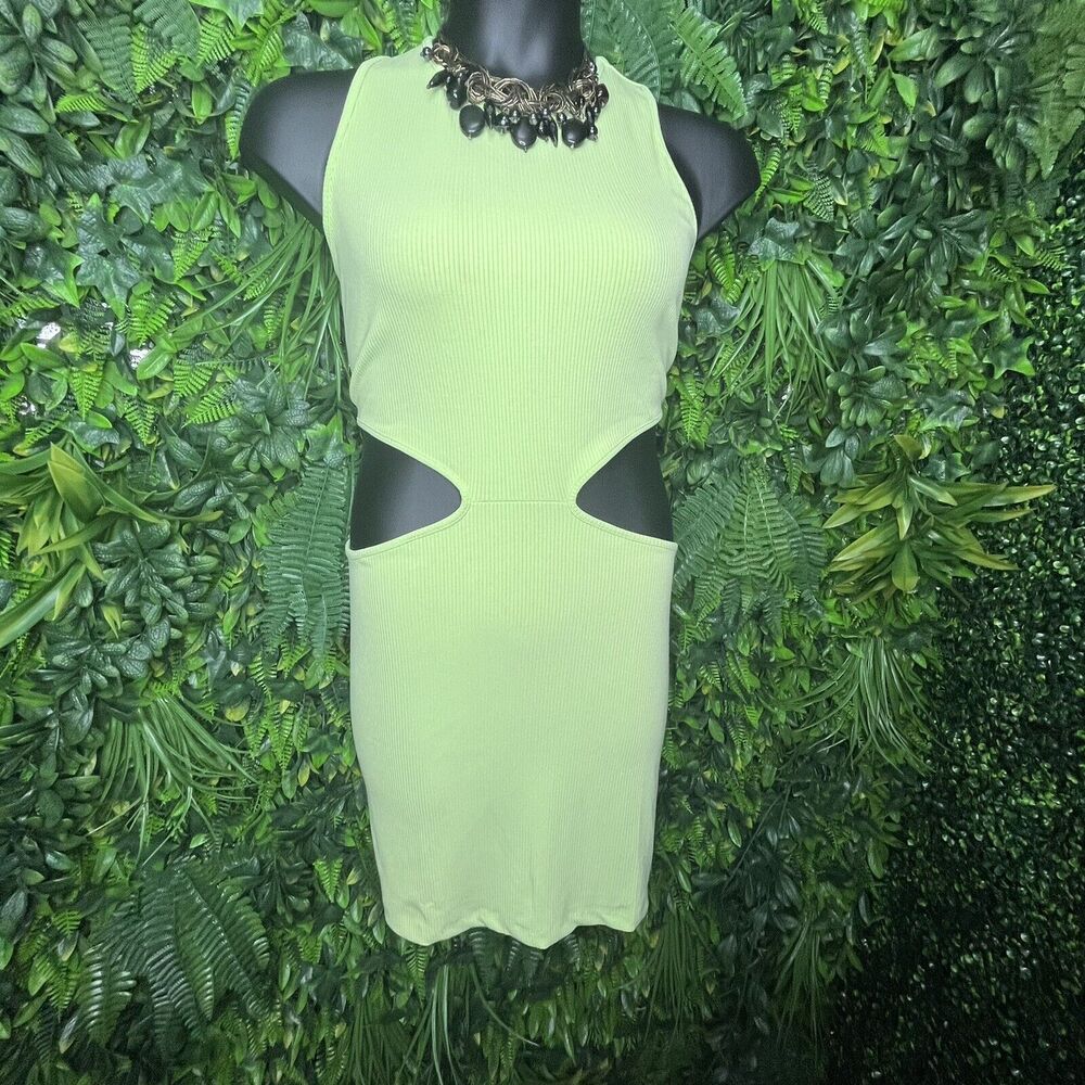 Haley & June‎  Dress Women 1X Green Short Bodycon Cut Out Waist Party 0290